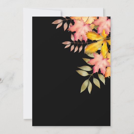 Invitation Chute en amour Chute noire Automne Feuilles Mariag (Dos)