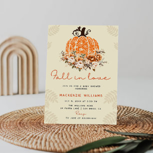 Invitation Chute en amour citrouille Automne Baby shower Flor
