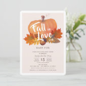 Invitation Chute en amour Citrouille Automne Feuilles Baby sh (Debout devant)