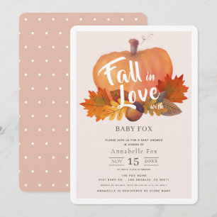 Invitation Chute en amour Citrouille Automne Feuilles Baby sh