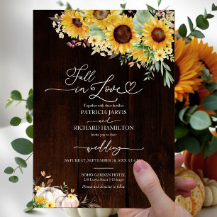 Invitation Chute en amour Citrouille de tournesol Mariage
