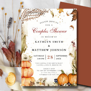 Invitation Chute en Amour Citrouille Rustique Automne Couples