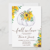 Invitation Chute en amour citrouille rustique initiales photo (Devant)