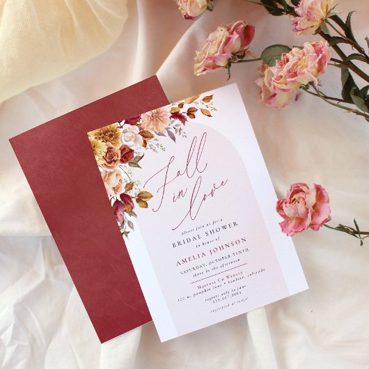 Invitation Chute en amour Élégante Fête des mariées florale