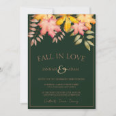Invitation Chute en Amour Emerald Green Feuilles Mariage (Devant)