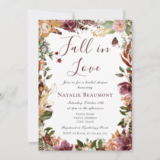 Invitation Chute en amour Fête des mariées d'automne (Devant)