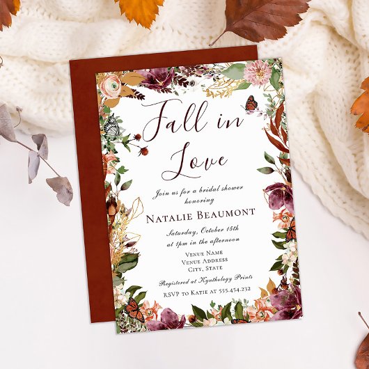 Invitation Chute en amour Fête des mariées d'automne