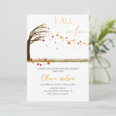 Invitation Chute en Amour Fête des mariées - Feuille et charm (Debout devant)