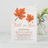 Invitation Chute en amour Fête des mariées Feuille orange (Debout devant)
