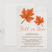 Invitation Chute en amour Fête des mariées Feuille orange (Devant / Derrière)