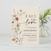 Invitation Chute en amour Fête des mariées Fleur sauvage beig (Debout devant)