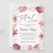 Invitation Chute en amour Fête des mariées Florale violet or (Devant)