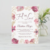 Invitation Chute en amour Fête des mariées Florale violet or (Debout devant)