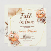 Invitation Chute en Amour Fête des mariées Rustique Citrouill (Devant / Derrière)