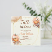 Invitation Chute en Amour Fête des mariées Rustique Citrouill (Debout devant)