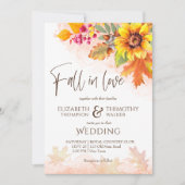 Invitation Chute en amour feuillage automne mariage de tourne (Devant)