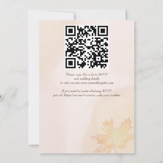 Invitation Chute en amour feuillage automne mariage de tourne (Dos)