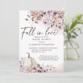 Invitation Chute en amour feuillage citrouille douche nuptial (Debout devant)