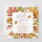 Invitation Chute en amour Feuilles automnales Fête des mariée (Devant)