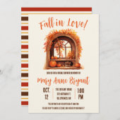 Invitation Chute en amour, Feuilles d'automne, Automne, Fête  (Devant / Derrière)