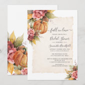 Invitation Chute en amour Fleurs de rouille Fête des mariées  (Devant / Derrière)