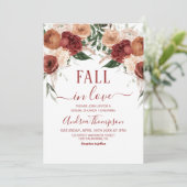 Invitation Chute en amour Fleurs Marsala Chute nuptiale (Debout devant)