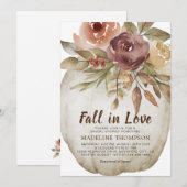 Invitation Chute en amour Floral Blanc Citrouille Fête des ma (Devant / Derrière)