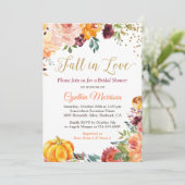 Invitation Chute en amour Floral Citrouille Fête des mariées  (Debout devant)