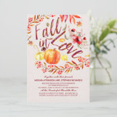 Invitation Chute en Amour Floral Citrouille Mariage campagnar (Debout devant)