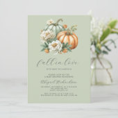 Invitation Chute en amour Floral Citrouille Sage Baby shower (Debout devant)