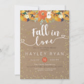 Invitation Chute en Amour Floral Feuille Citrouille douche nu (Devant)