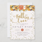 Invitation Chute en Amour Floral Feuille Citrouille Douche nu (Devant)