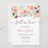 Invitation Chute en amour floral rustique initiales photo mar (Devant)