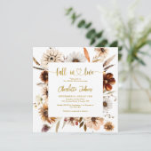 Invitation Chute En Amour Floral Terracotta Fête des mariées  (Debout devant)