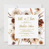 Invitation Chute En Amour Floral Terracotta Fête des mariées  (Devant)