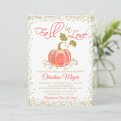Invitation Chute en amour Gold Citrouille nuptiale de douche (Debout devant)