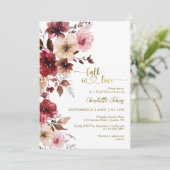 Invitation Chute En Amour Gold Maroon Fête des mariées rose (Debout devant)