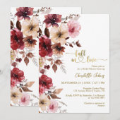 Invitation Chute En Amour Gold Maroon Fête des mariées rose (Devant / Derrière)