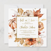 Invitation Chute En Amour Gold Terracotta Fête des mariées Fl (Devant)