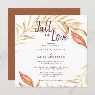 Invitation Chute en amour Golden Foliage TerraCotta Mariage
