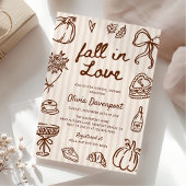 Invitation Chute en Amour Main tiré Doodle Fête des mariées c