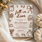 Invitation Chute en Amour Main tiré Doodle Fête des mariées c