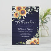 Invitation Chute en amour Mariage de tournesols verdoyants (Debout devant)