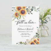 Invitation Chute en amour Mariage de tournesols verdoyants (Debout devant)