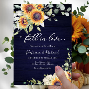 Invitation Chute en amour Mariage de tournesols verdoyants