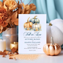 Chute en Amour Mariage Or Bleu Citrouille Automne