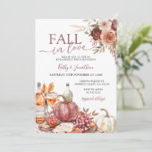 Invitation Chute en amour Marsala Floral Citrouille Fiançaill (Debout devant)