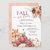 Invitation Chute en amour Marsala Floral Citrouille Fiançaill (Devant / Derrière)
