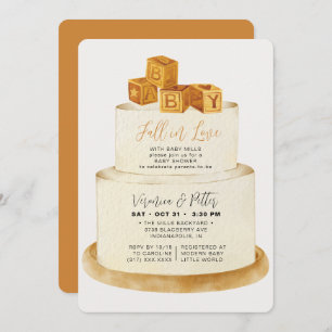 Invitation Chute en amour Neutre Autumn Cake Baby shower
