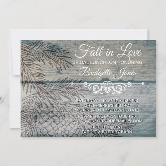 Invitation Chute en Amour Nuptiale Luncheon Pin Rustique (Devant)